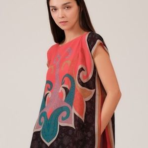 Jim Thompson Red Paisley Silk Poncho